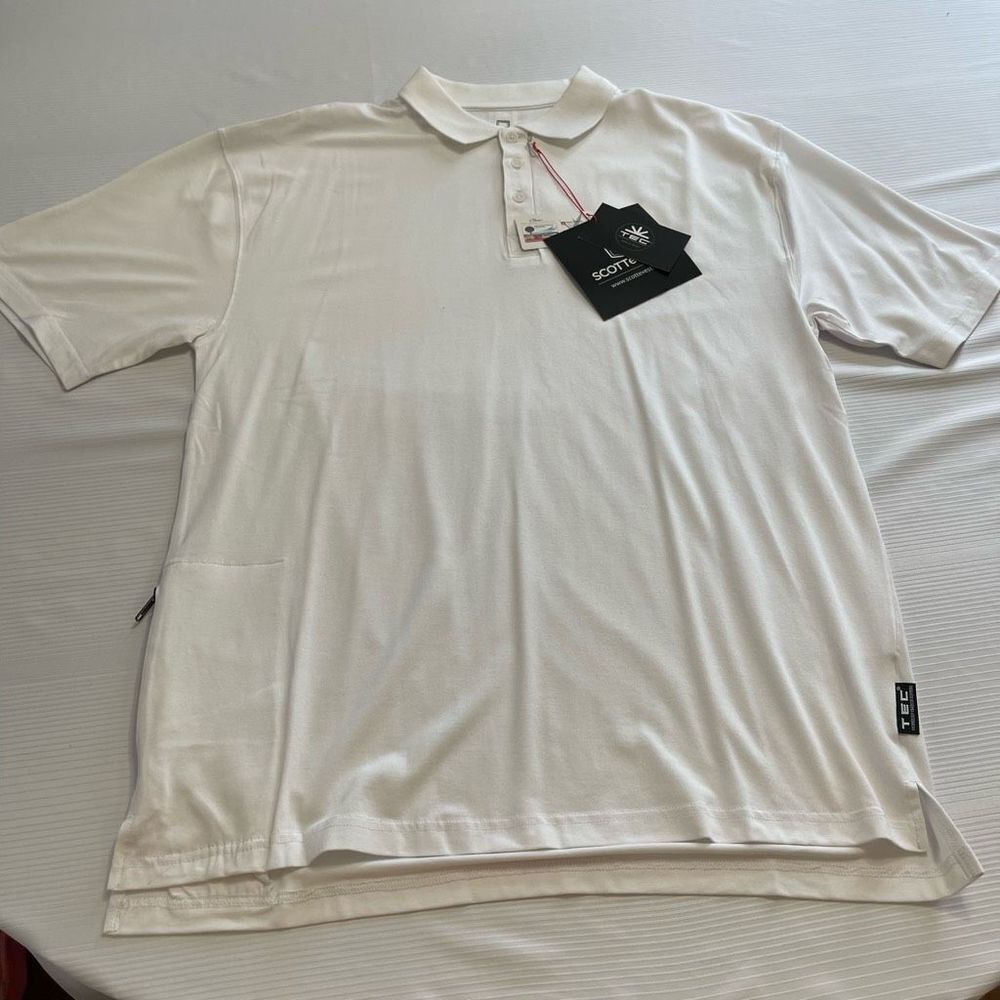 NWOT Scottevest White Short Sleeve Polo Shirt Size Large